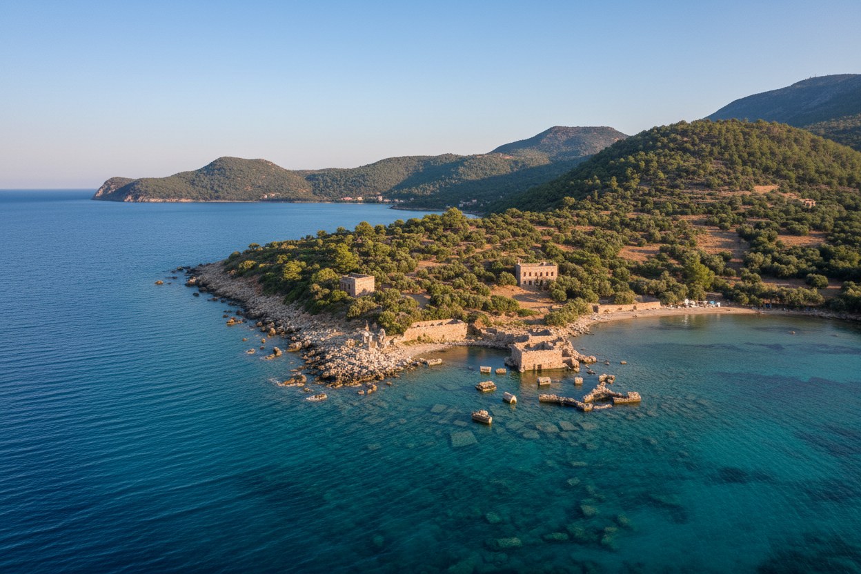 Kekova kıyıları ve batık şehir manzarası